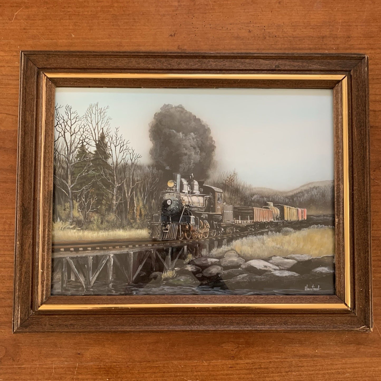 Railroad Locomotive Train on Bridge Painting by Herbert Weintraub