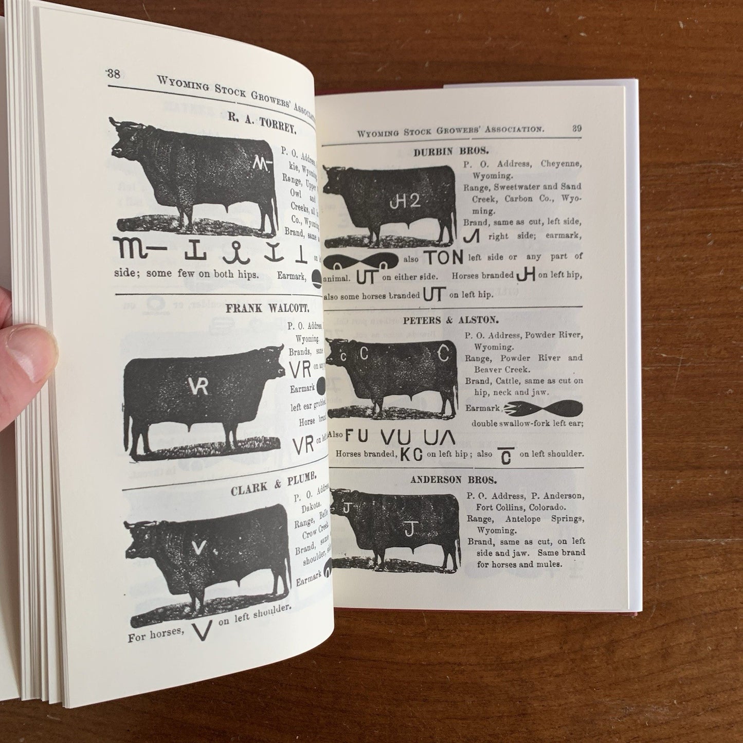 1882 Cattle Brands Owned By Members Of The Wyoming Stock Growers Assoc HARDCOVER