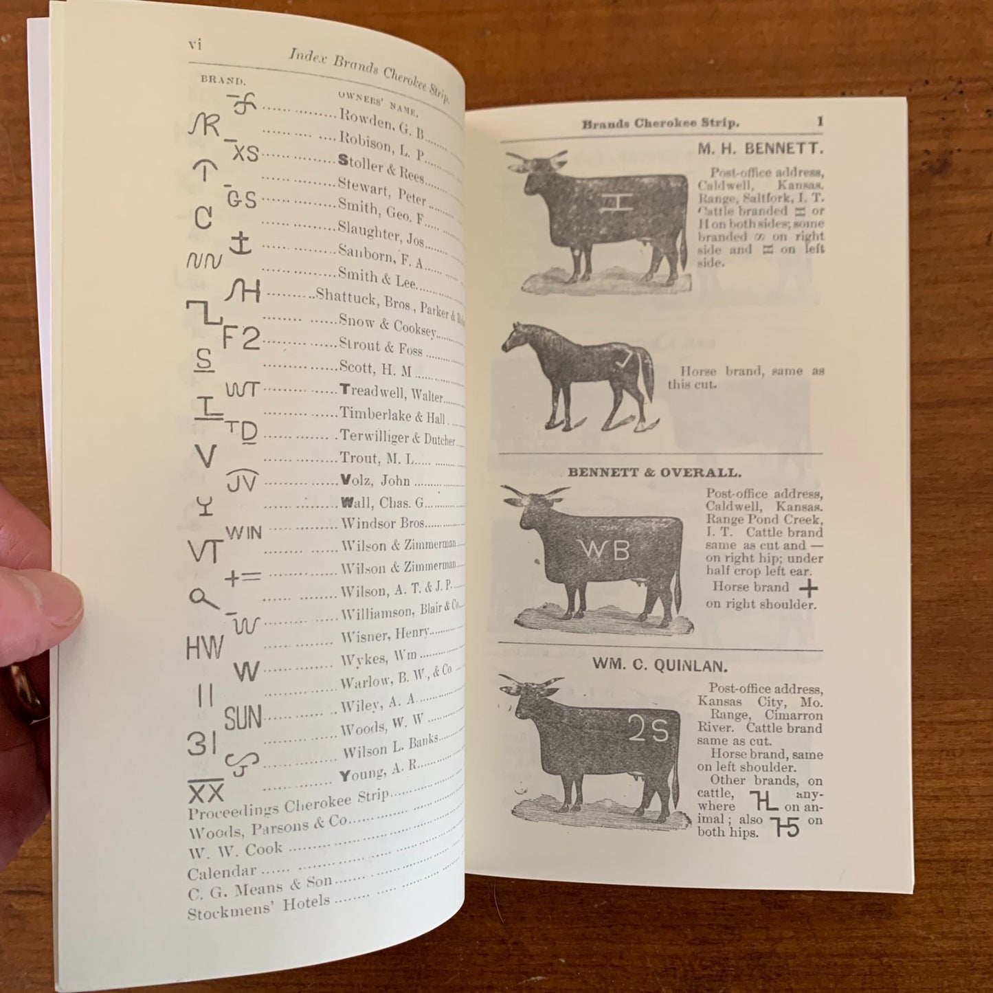 1882 Brand Book Cherokee Strip Southwestern Cattle-Growers' Assoc. / Facsimile