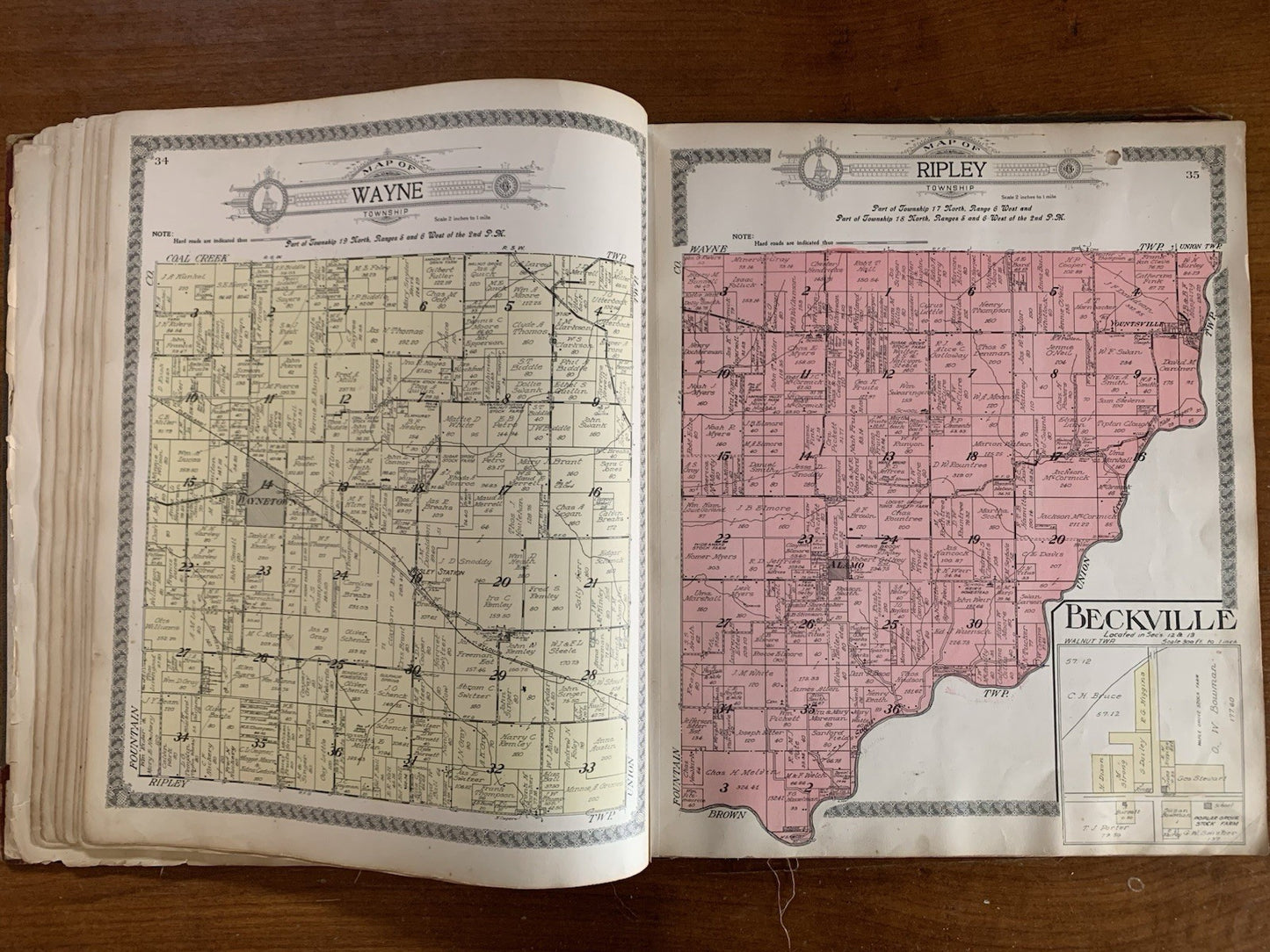 1917 Standard Atlas of Montgomery County, Indiana / Plat Book Map United States
