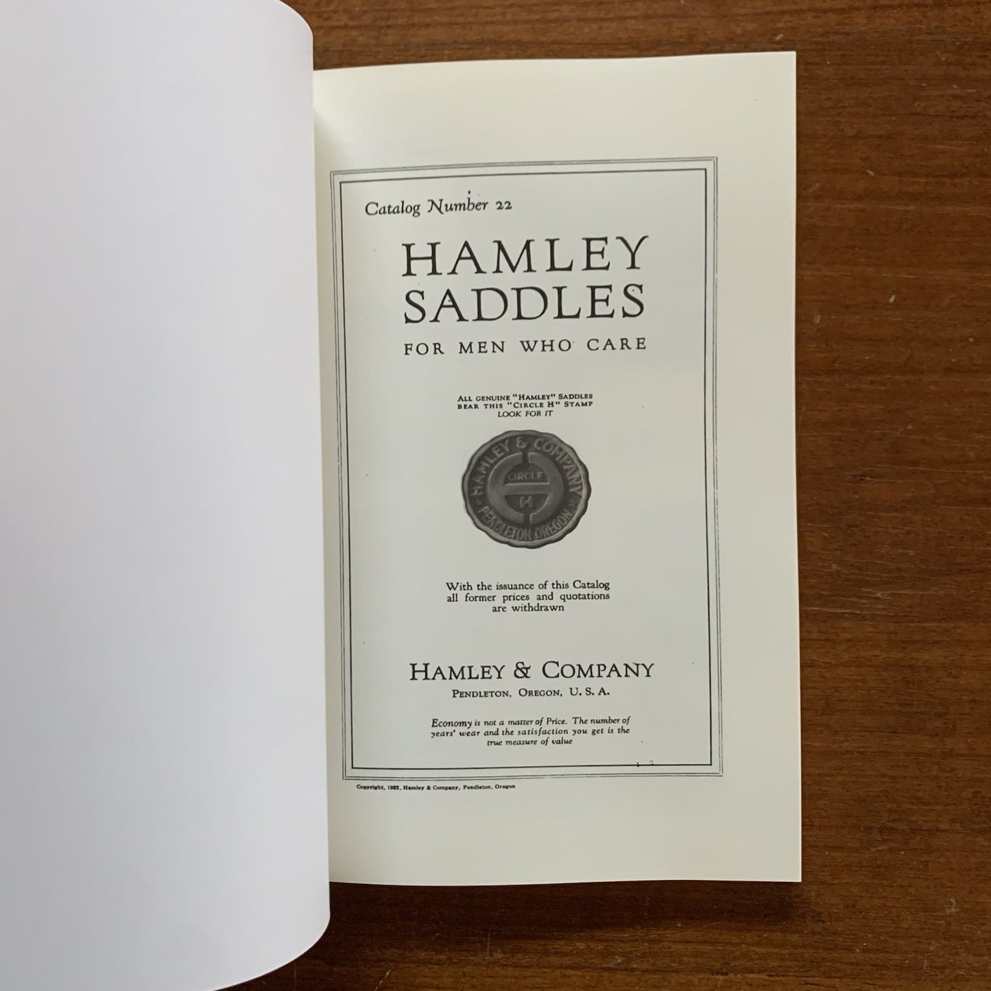 1922 Hamley & Company Saddles Catalog No. 22 Cowboy Outfitters Facsimile
