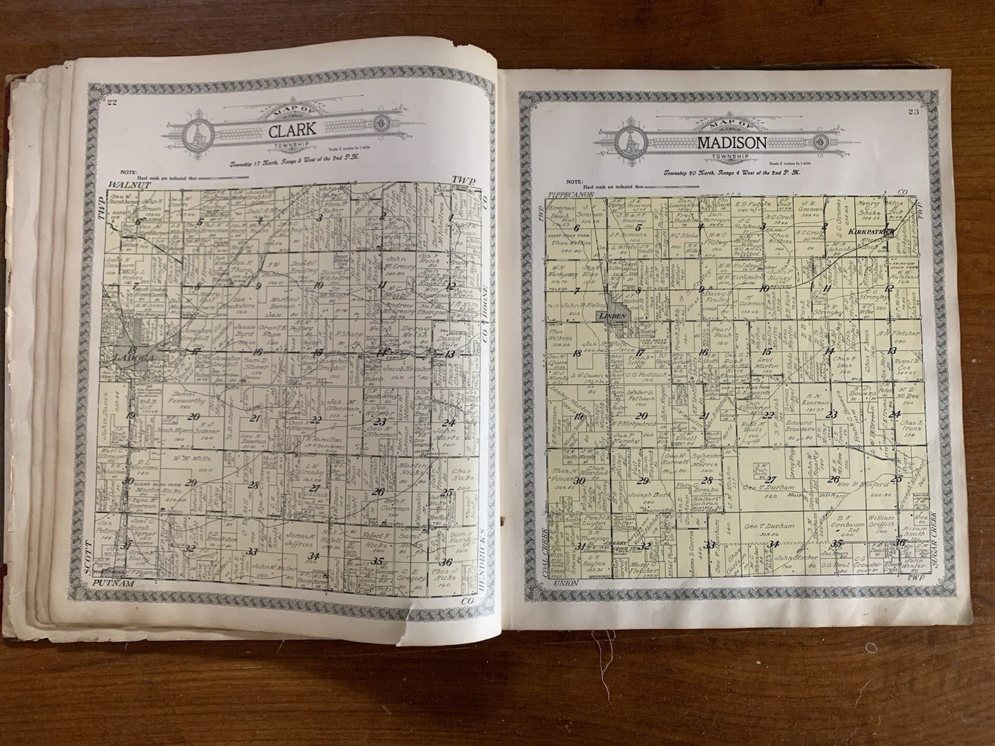 1917 Standard Atlas of Montgomery County, Indiana / Plat Book Map United States