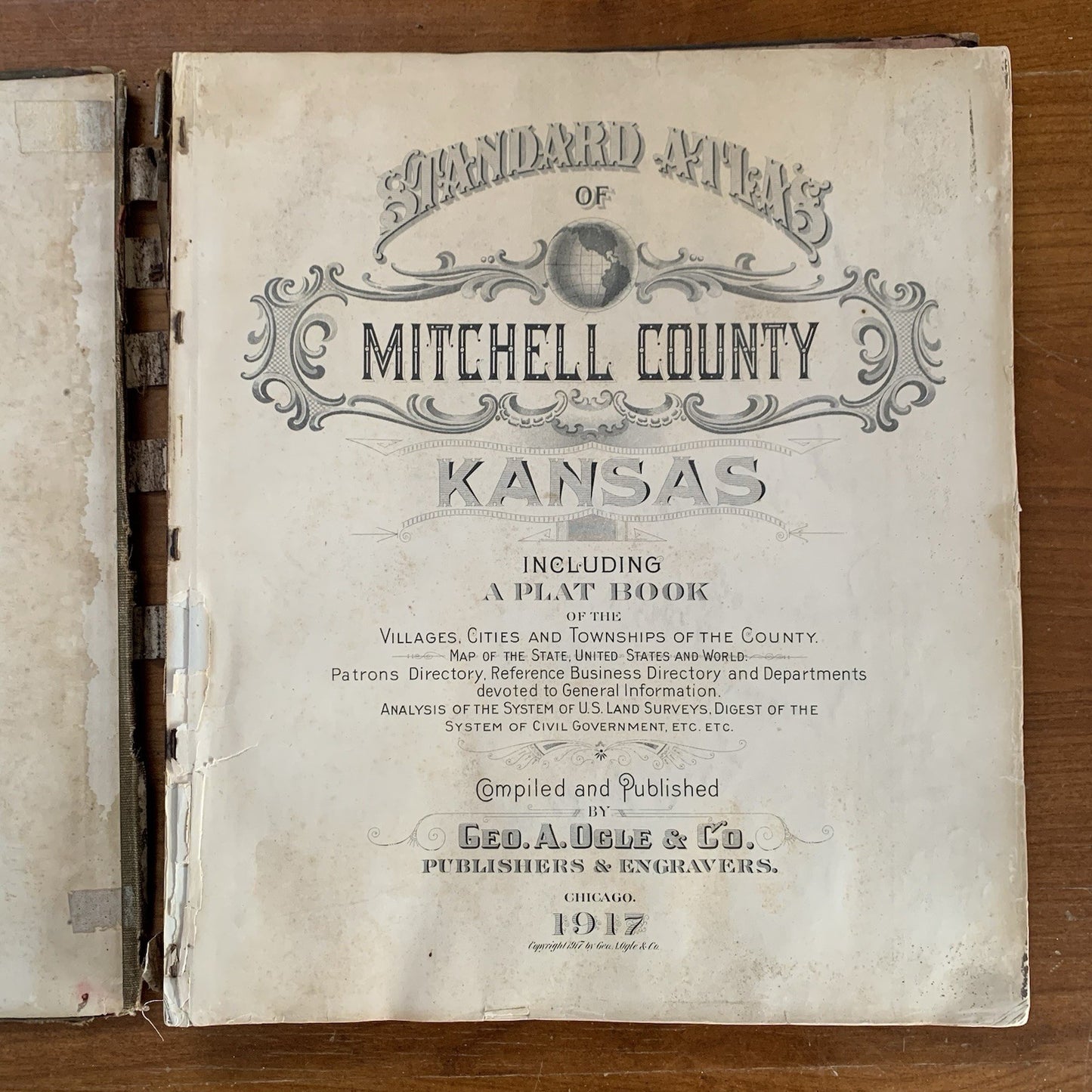 1917 Standard Atlas of Mitchell County Kansas / Plat Map Book