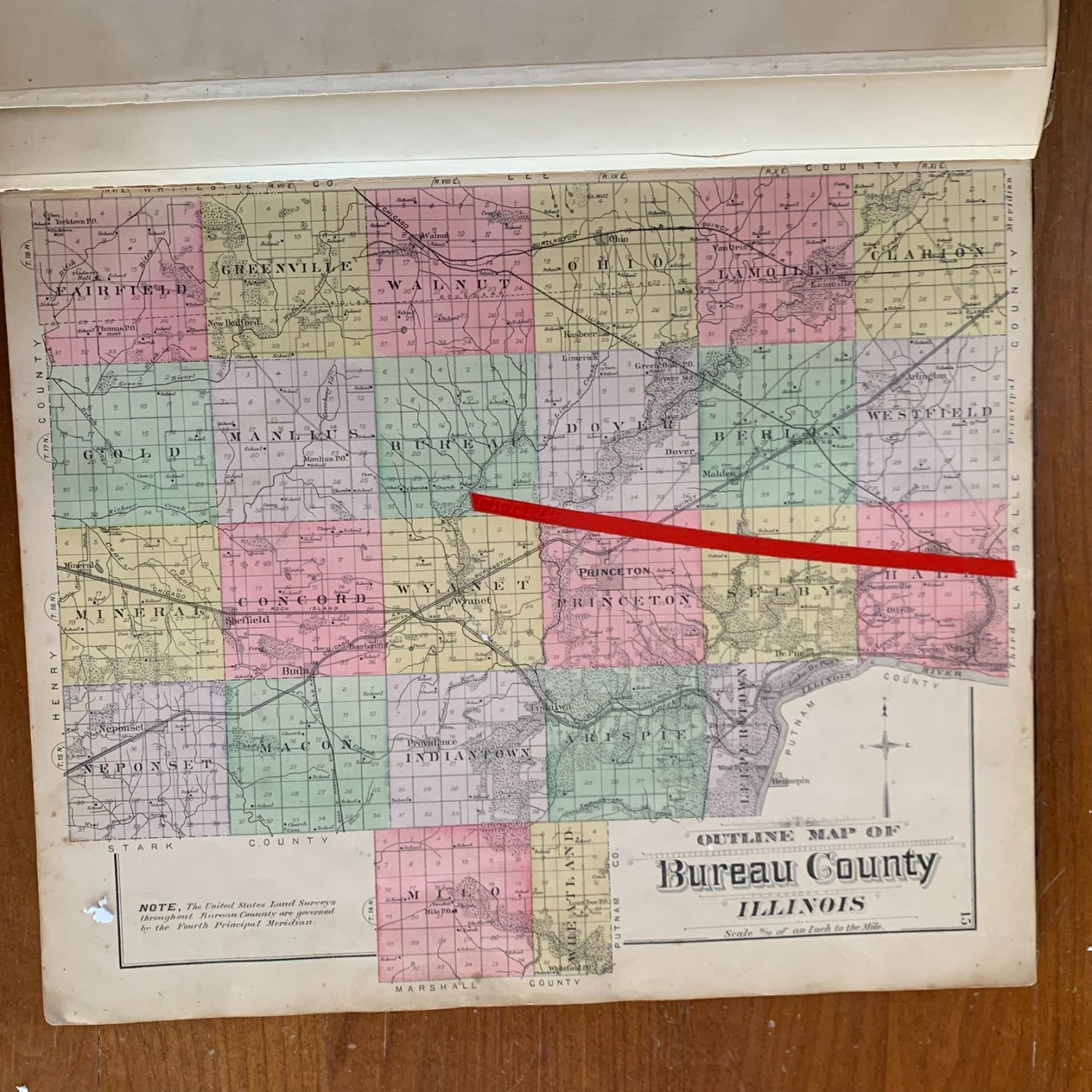 1892 Plat Book of Bureau County, Illinois Princeton Spring Valley Atlas Maps