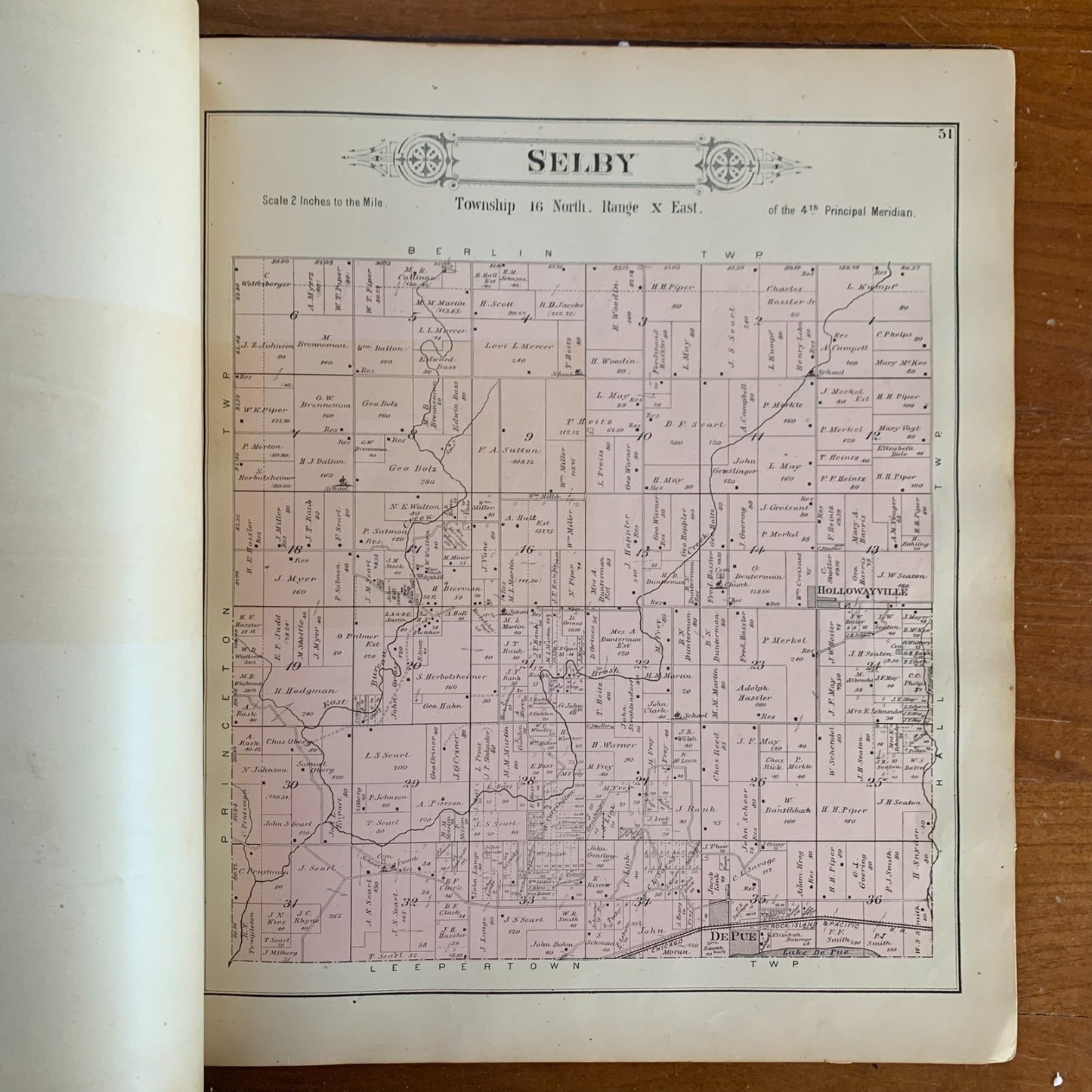 1892 Plat Book of Bureau County, Illinois Princeton Spring Valley Atlas Maps