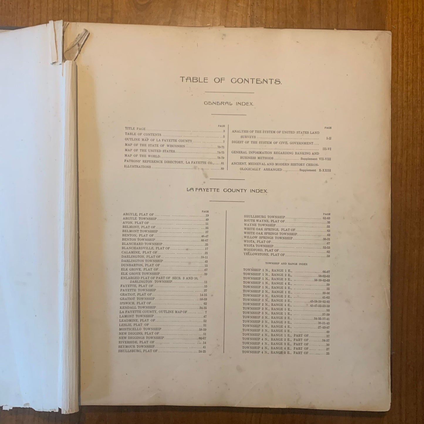 1916 Standard Atlas of Lafayette County Wisconsin Plat Book Ogle