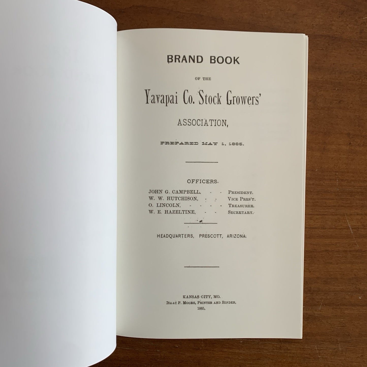 1885 Brand Book of Yavapai County [Arizona] Stock Growers Association / Cattle