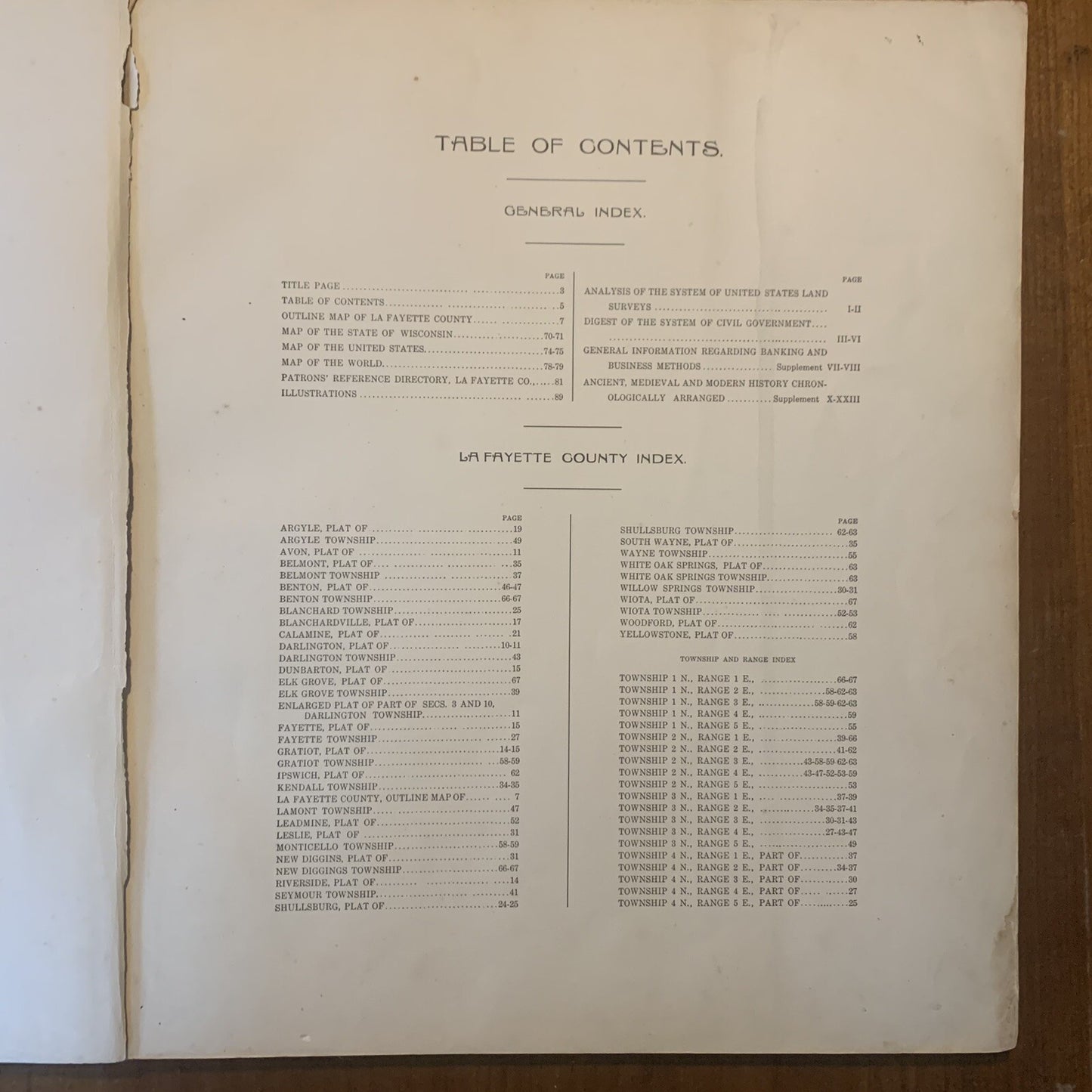 1916 Standard Atlas of Lafayette County Wisconsin Plat Book Ogle