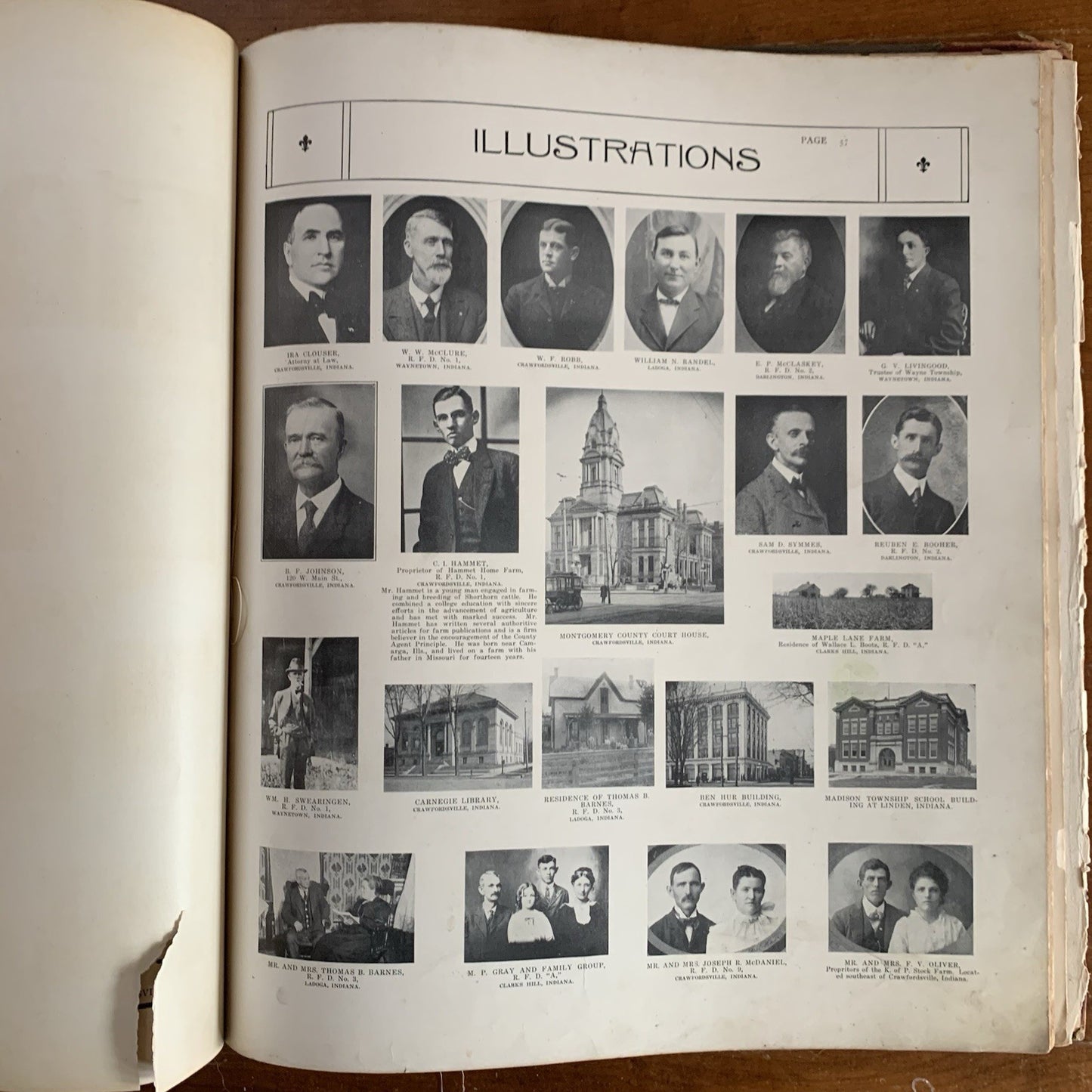 1917 Standard Atlas of Montgomery County, Indiana / Plat Book Map United States