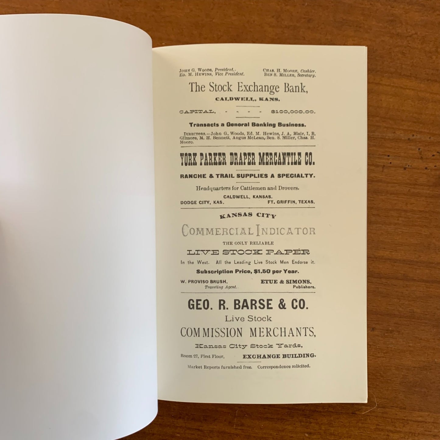 1882 Brand Book Cherokee Strip Southwestern Cattle-Growers' Assoc. / Facsimile