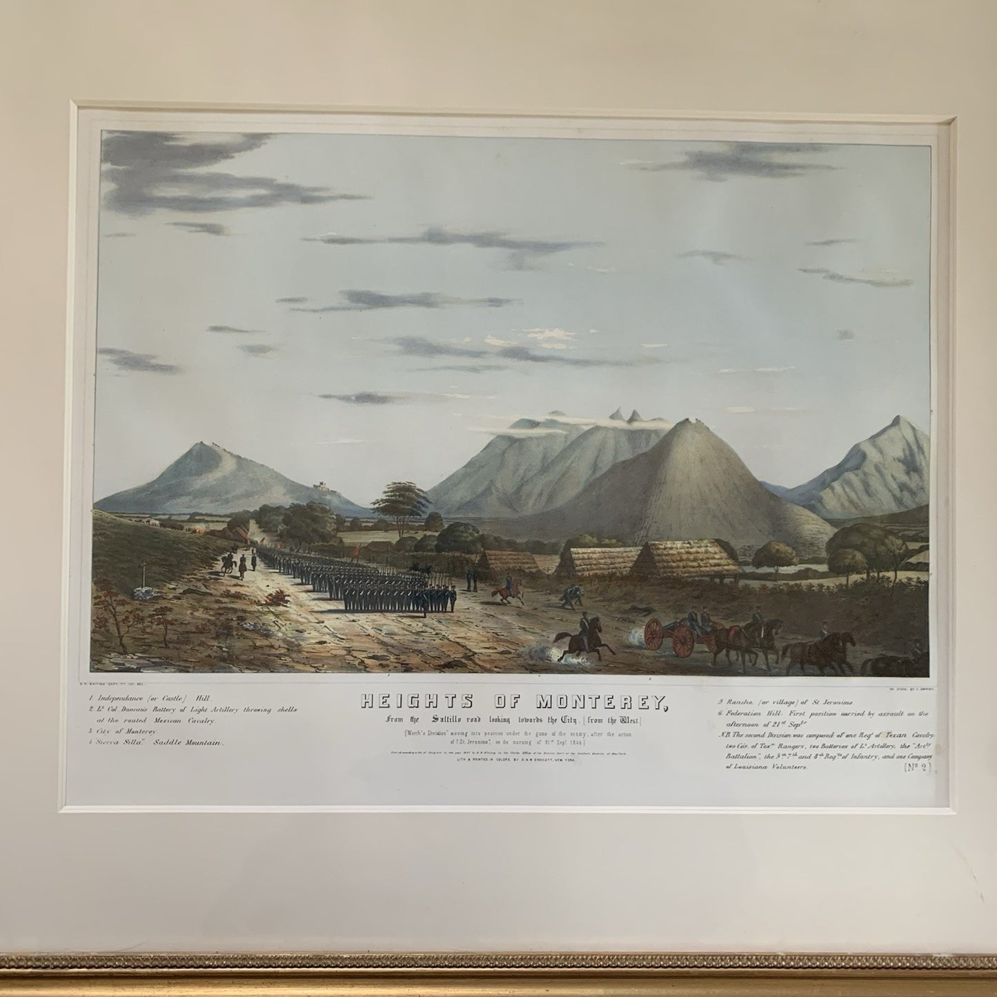 2x Original Lithographs from Capt. Daniel Power Whiting's Army Portfolio / 1847