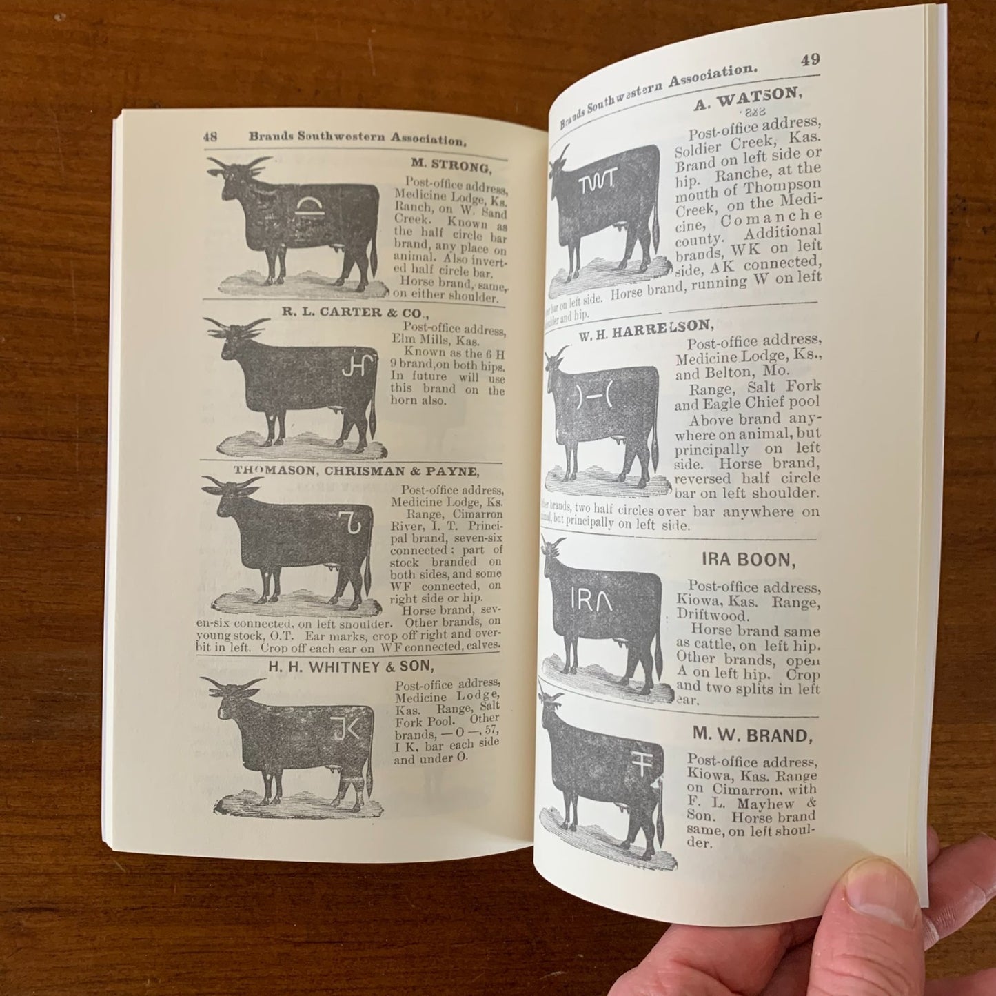 1882 Brand Book Cherokee Strip Southwestern Cattle-Growers' Assoc. / Facsimile