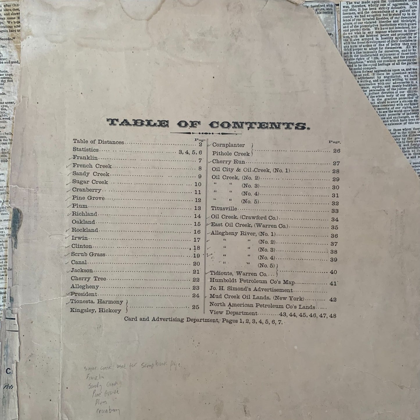 1865 Beers Atlas of the Oil Regions Pennsylvania - Incomplete - Maps Petroleum