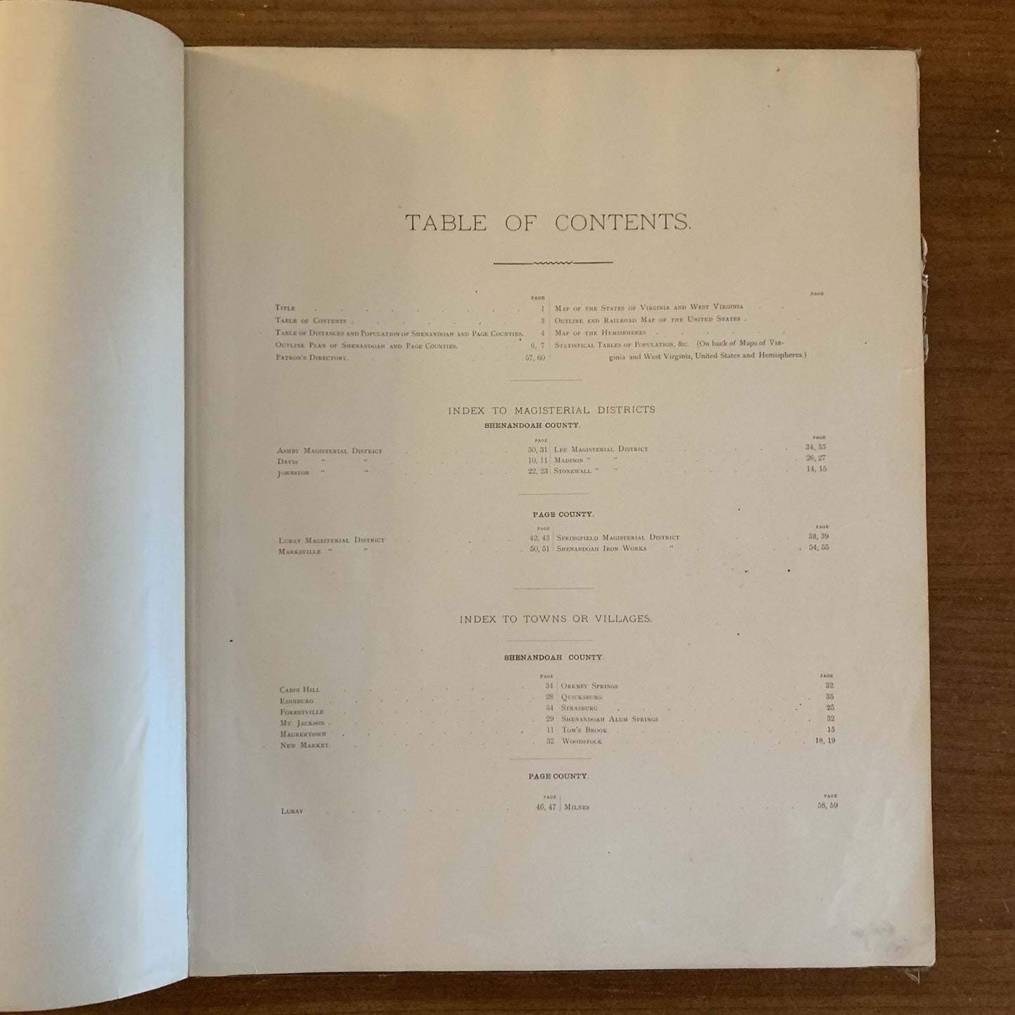 1885 An Atlas of Shenandoah and Page Counties, Virginia / Very good