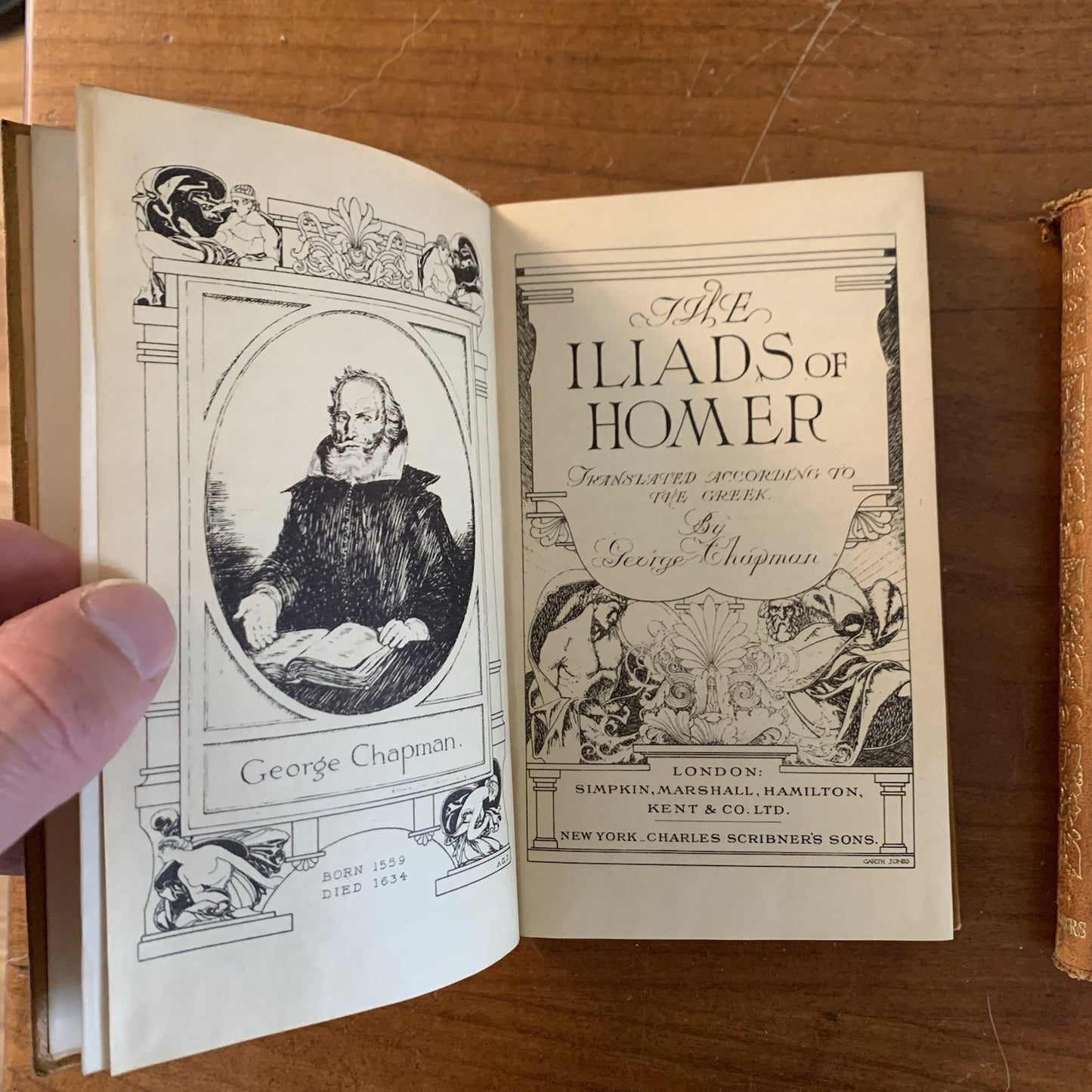 The Iliads / Odysseys of Homer George Chapman / Leather Scribner VG