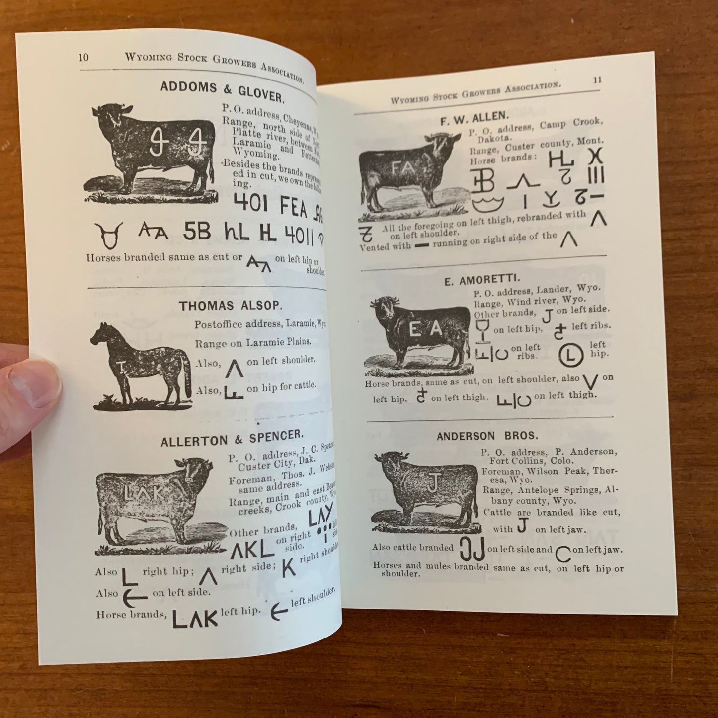 1887 Brand Book Published by the Wyoming Stock Growers Association FACSIMILE
