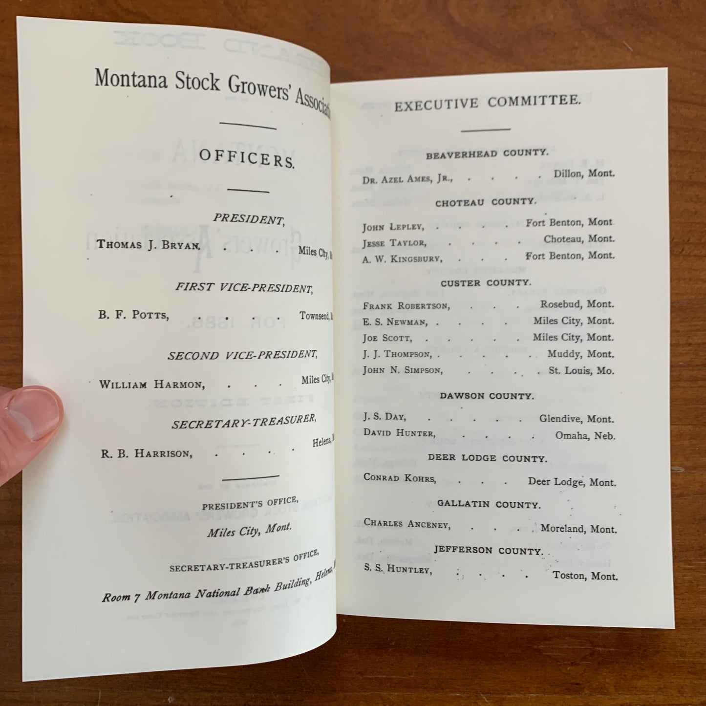 1886 Brand Book of the Montana Stock Growers' Association / FACSIMILE