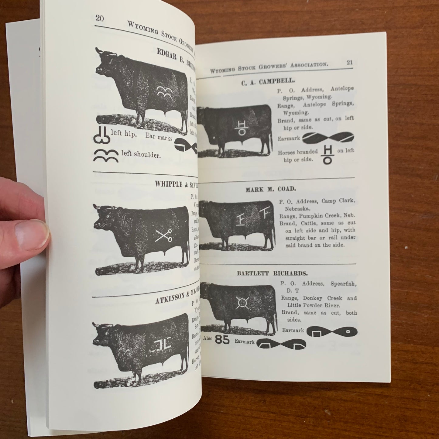 1882 Cattle Brands Owned By Members Of The Wyoming Stock Growers Association