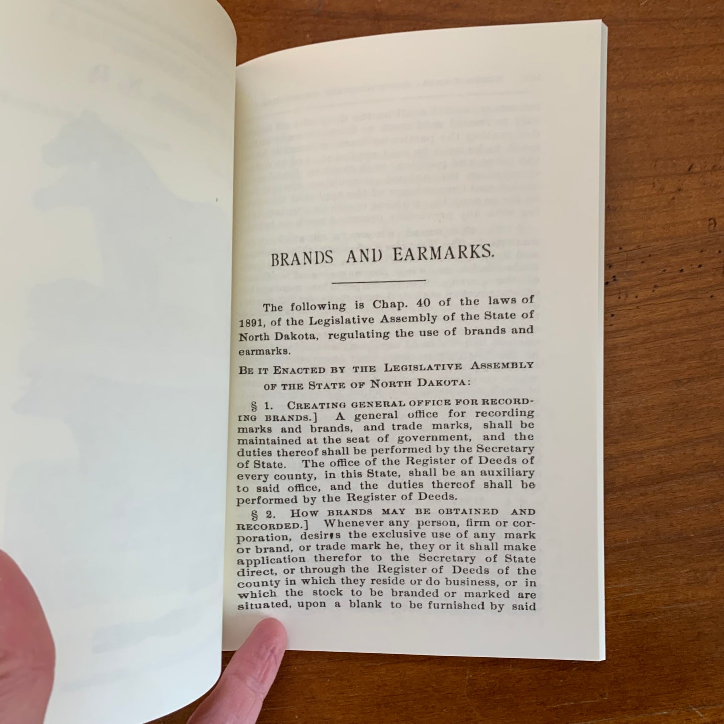 1892 Brand Book of the North Dakota Stockgrowers’ Association FACSIMILE