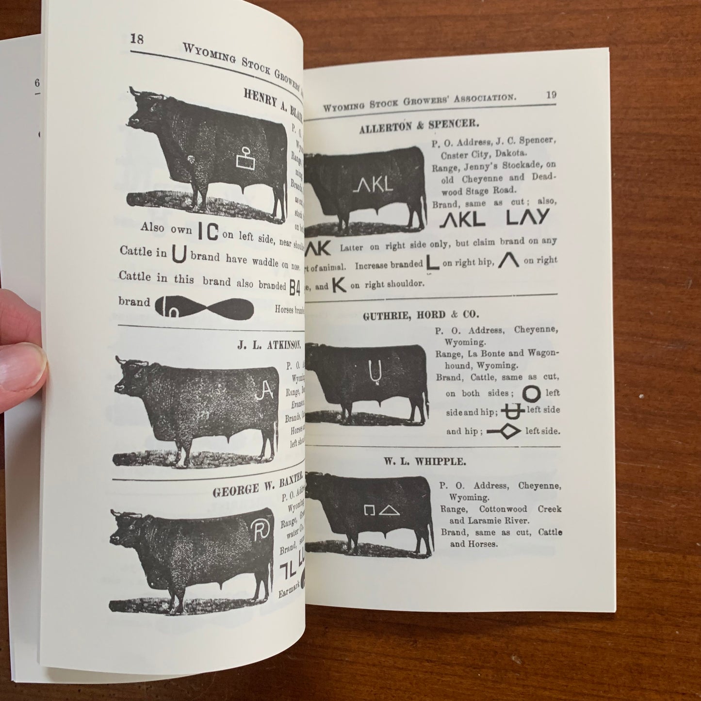 1882 Cattle Brands Owned By Members Of The Wyoming Stock Growers Association