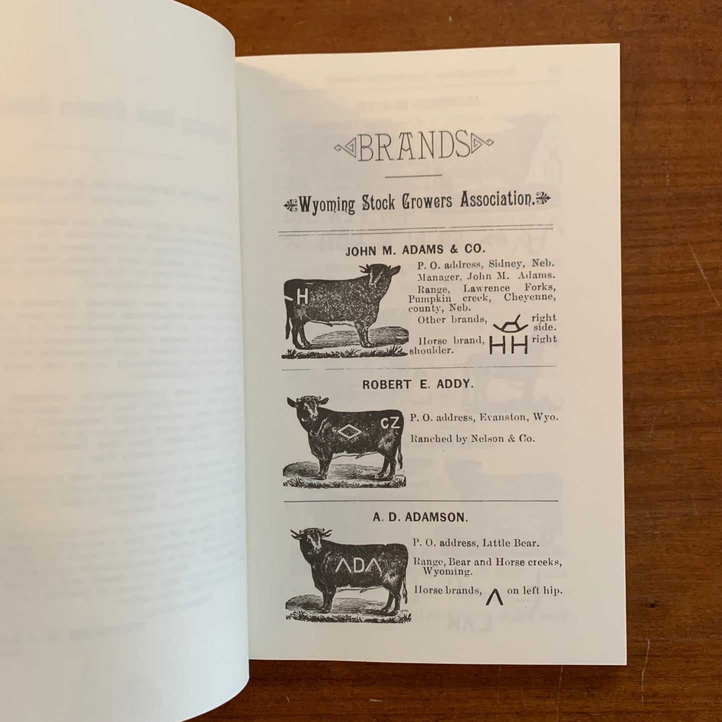 1887 Brand Book Published by the Wyoming Stock Growers Association FACSIMILE