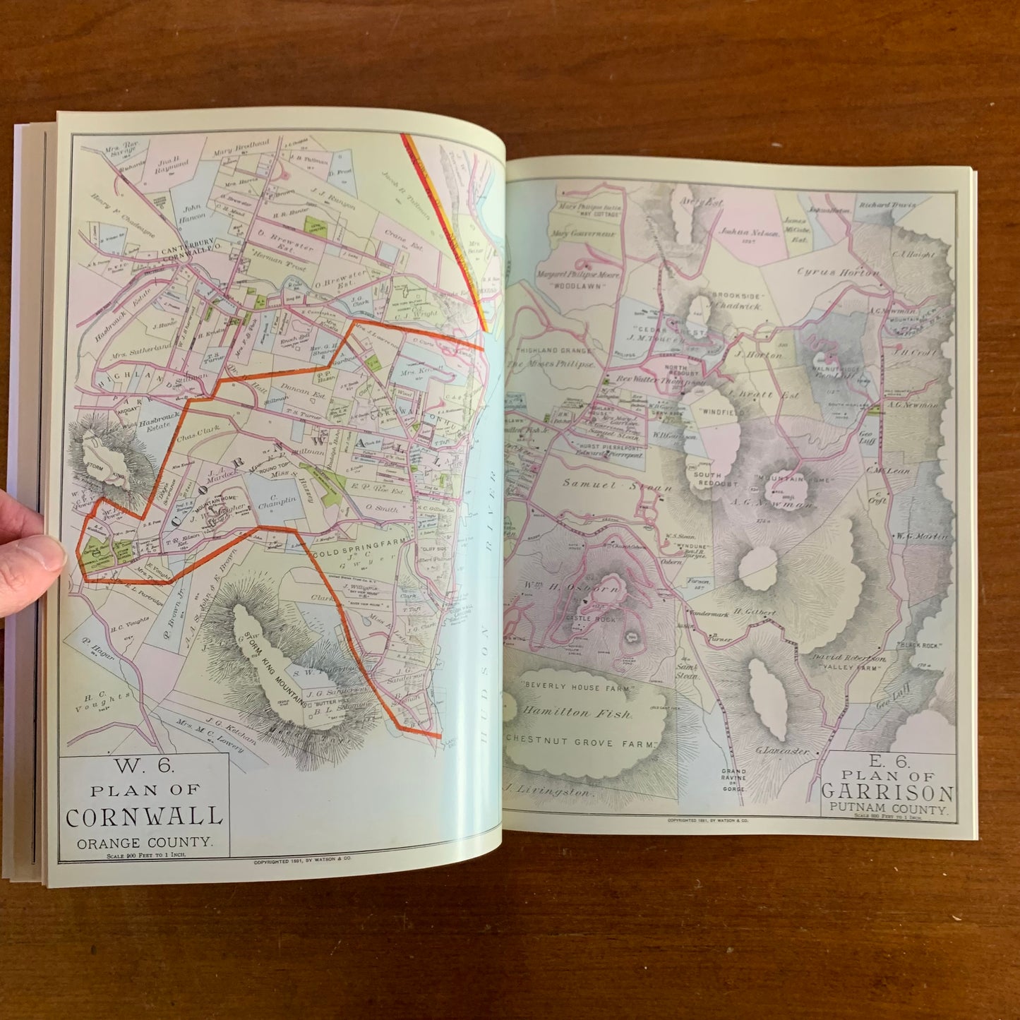 1891 Atlas of the Hudson River Valley New York City to Troy / Color Reprint