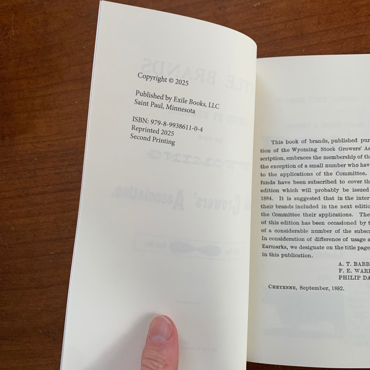 1882 Cattle Brands Owned By Members Of The Wyoming Stock Growers Association