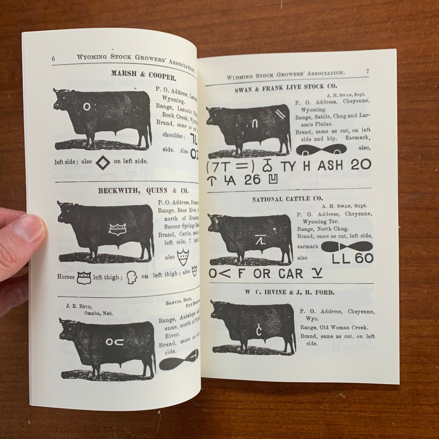 1882 Cattle Brands Owned By Members Of The Wyoming Stock Growers Association