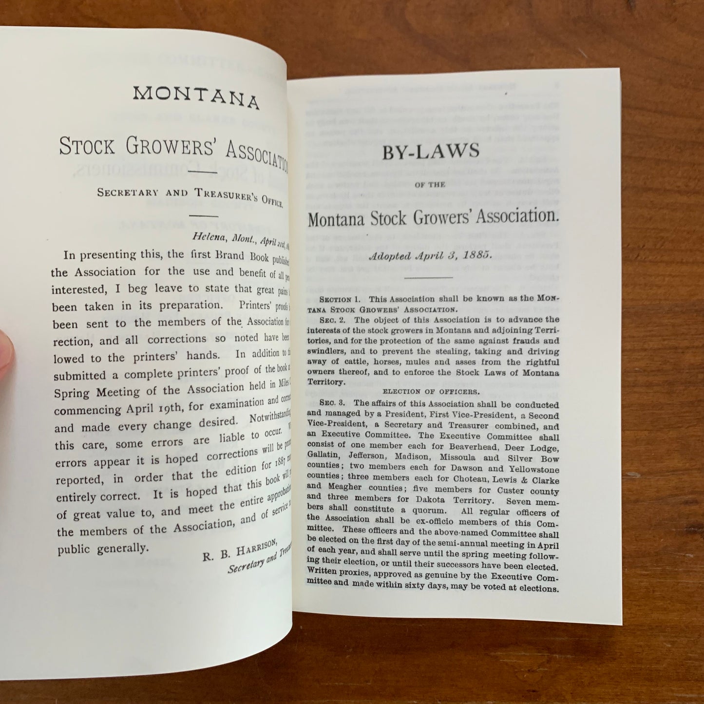 1886 Brand Book of the Montana Stock Growers' Association / FACSIMILE
