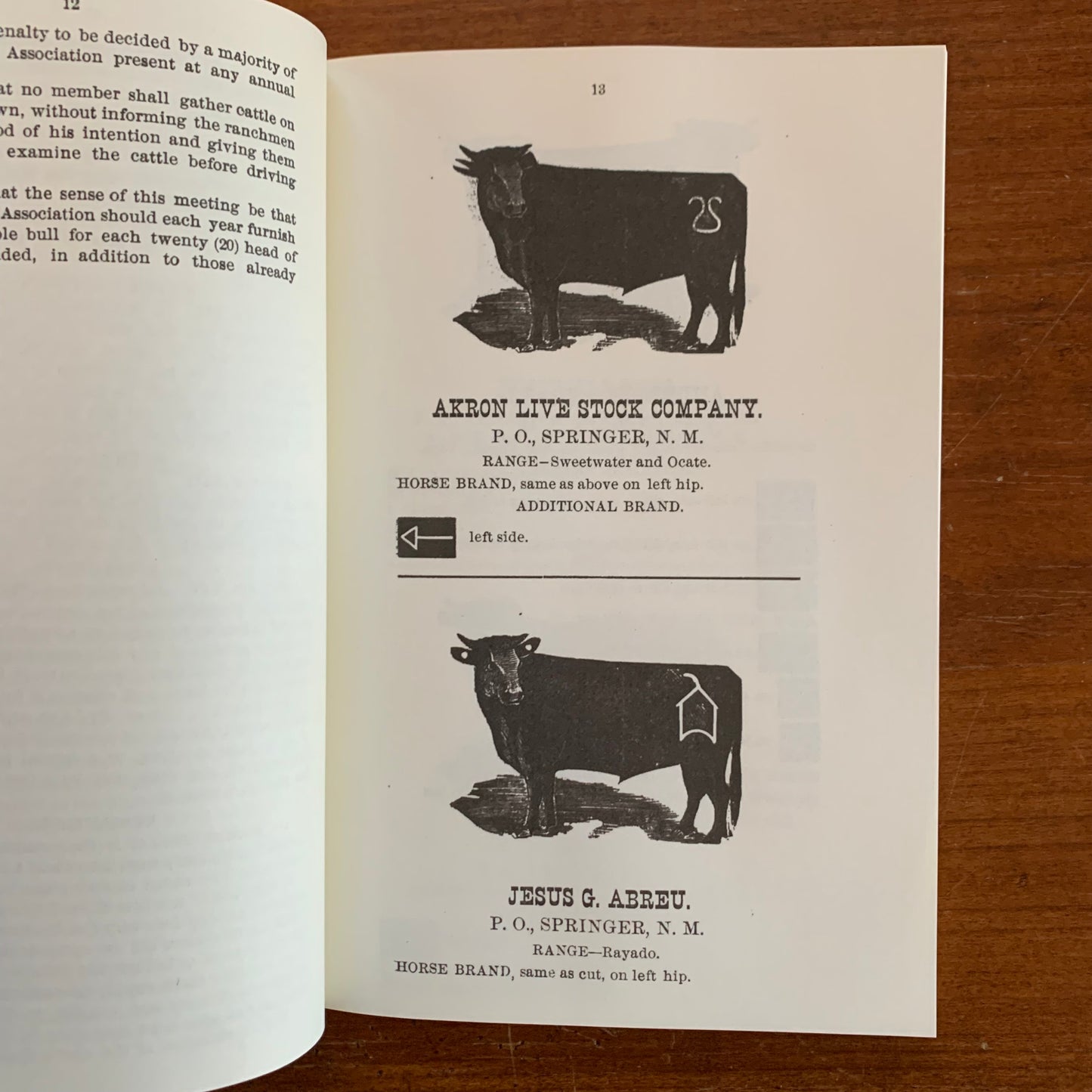 1884 Brand Book of the Northern New Mexico Stock Growers' Association FACSIMILE