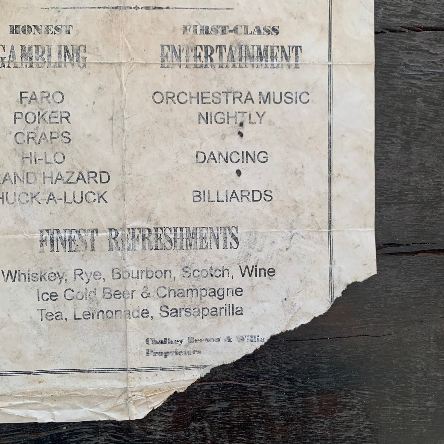 Long Branch Saloon Broadside Poster "Longest Bar in Dodge City!" Kansas
